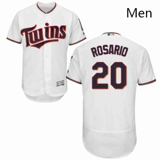 Mens Majestic Minnesota Twins 20 Eddie Rosario White Home Flex Base Authentic Collection MLB Jersey